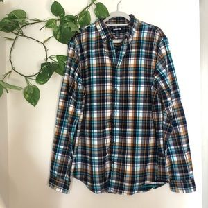 Lands’ End Tailored Fit Plaid Button Down Flannel